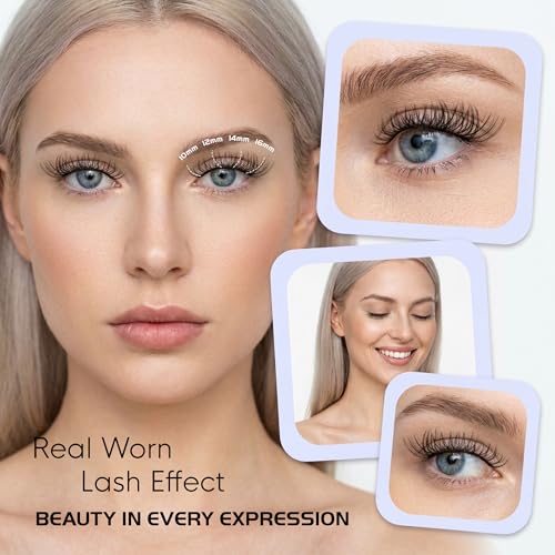Image of Self Adhesive Lash Clusters 216pcs Natural Pre Glued Eyelash Clusters, Wispy D Curl Press on Lashes No Glue Needed No Remover, 10-16mm, WINKGIGGLE A01 with Tweezers