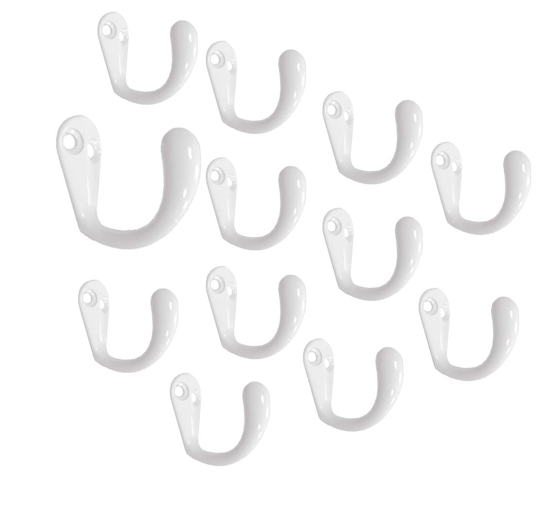 QCAA Premium Quality Single Prong Robe Hook Hanger, Zinc Die Cast, White, Made in Taiwan, 12 Pack — image 1