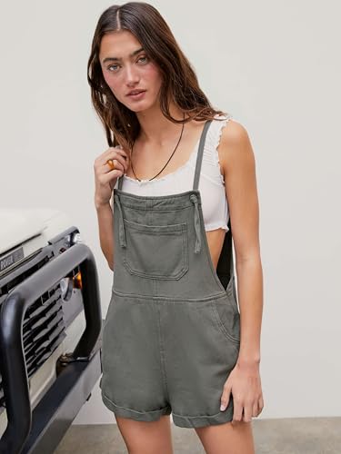 Image of CIDER Overall Shorts For Women Jean Denim Rompers Loose Fit Overalls | Cute Romper, Adjustable Strap Shortalls, Summer Casual Outfits