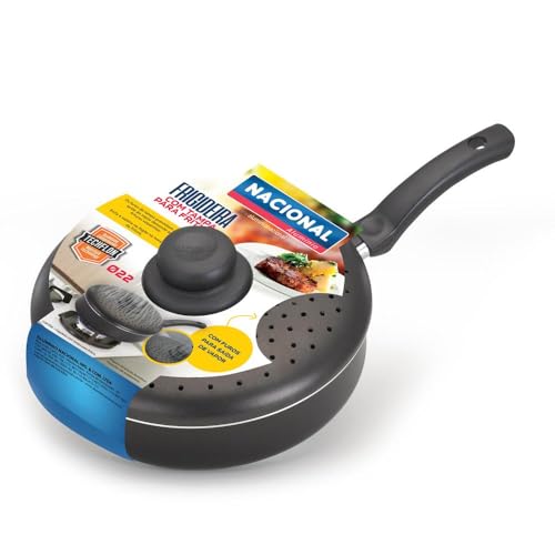 Frigideira Antiaderente Preta 24cm com Tampa para Fritura