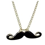 Klassisches Modell Elegante goldfarbene Bart Schnurrbart Mustache Vintage Kette mit schwarzer Emaille