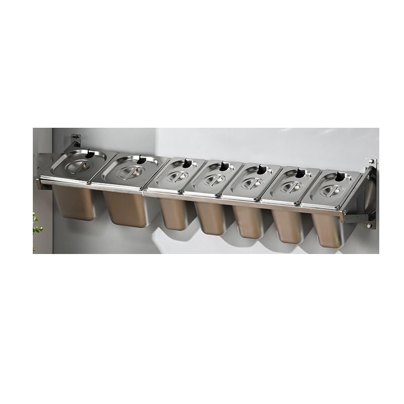 XLIHAWY Pizza Topping Station, Wall-Mounted Pizza Topping Containers with Custom Fit Lids, Pizza Oven Accessories Condiment Tray for Outdoor Kitchen Pantry(91.5x22x18cm)