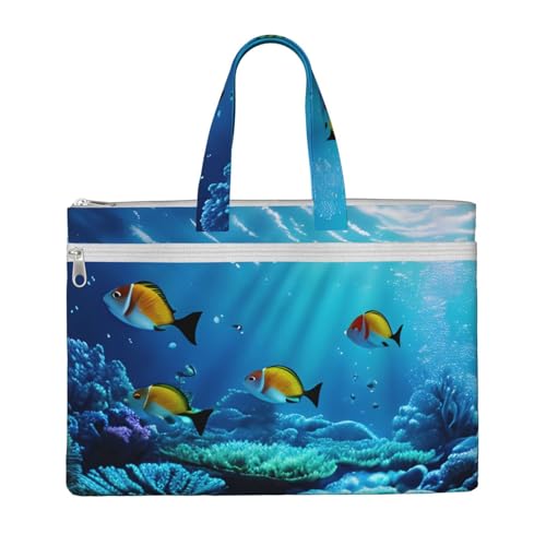 KOUUIP Tranquil Underwater Canvas Dokumententasche