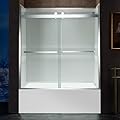WOODBRIDGE Frameless Bathtub Shower Doors 56-60" Width x 62" Height with 3/8"(10mm) Clear Tempered Glass, 2 Ways Opening & Double Sliding in Polished Chrome Finish