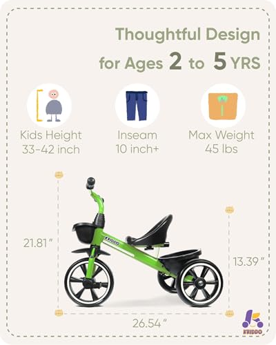 Kriddo TC003-GREEN Tricycles Age 24 Month To 4 Years, Toddler Kids Trike For 2.5 To 5 Year Old thumb #2