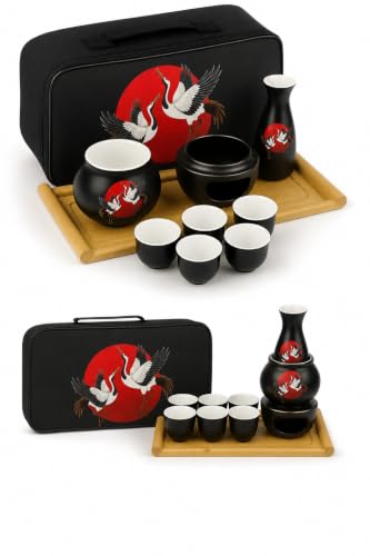 LOONCREST Japanese Sake Cup Set with Warmer