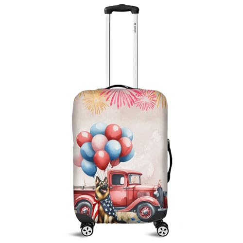 Vintage Patriotic German Shepherd 4th of July Independence Memorial Day Travel Luggage Cover Alsatian Dog Lover Gifts Suitcase Dust Protective Decor - 01006