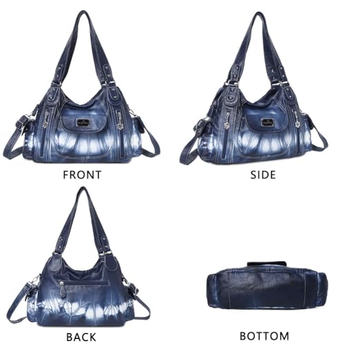 Image of Angel Kiss Purses for Women, Large Shoulder Bag Hobo Tote Purse Mutipocket Faux Leather Satchel Hobo Purse