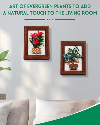 Image of OEHPICC Needle Felting Kit for Beginners with Frame, 2 Pcs Potted Plants Needle Felt Painting Kit, with Felting Needles, Felting Pad, Fabric & Guide for Home Decor & DIY Art