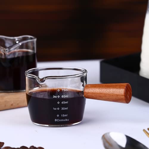 Ddff Ez Apple Single Spout Espresso Shot Glass Espresso Glass 75 Ml Carafe Shot Glass Measuring Cup Mini Milk Glass Cup With Handle For Milk Coffee Espresso Making, 2Pcs Set (75Ml*2) #TOP2