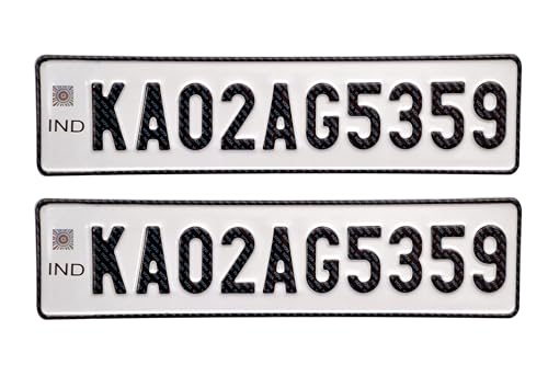 Image of INNOVQARAJ Car Customized Number Plate | IND Road Legal Font | Compatible with Old Registration Vehicles | Non‑HSRP | No Barcode, No Serial Code, No VIN | Front & Back Plate Set | White Model (White)