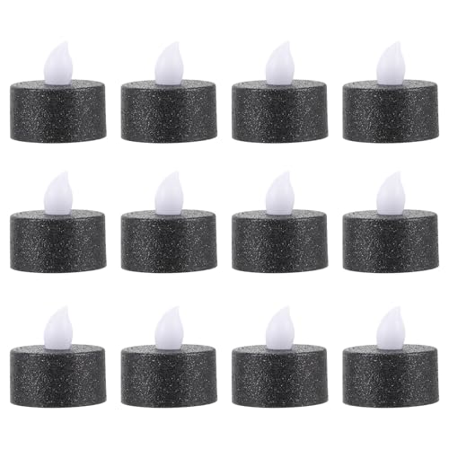 Velas sin Llama LED Negras de Plástico con Pilas Decoración Centro de Mesa y Mesita de Noche