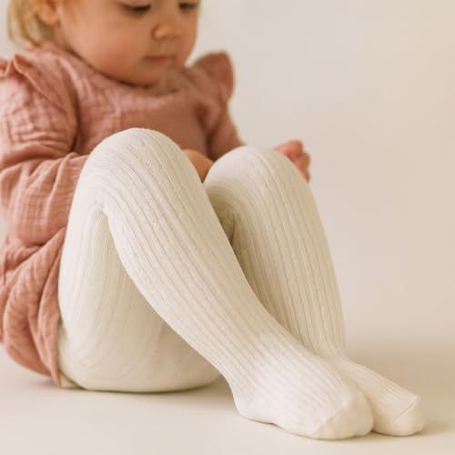 Image of SYGA Baby Tights For Girls Soft Cotton Infant Leggings Toddler Solid Knit Socks Newborn Warm Crochet Pants Stockings - Purple