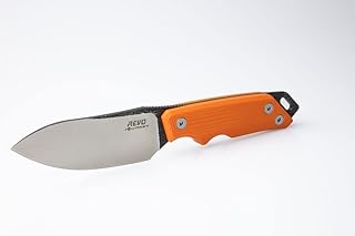 REVO Knives RJ1 Journey Fixed Blade Orange | 9CR Blade with G10 Layered Color Handles | Full Tang and Oversized Hardware | Kydex Sheath with Belt Lock | 8.25