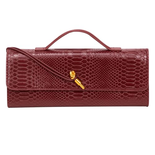 Image of Elegant Evening Clutch Purse for Women - Structured Crocodile PU Leather Handbag for Wedding & Formal Party
