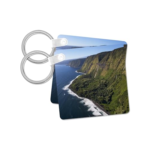 3dRose, Waterfalls, North Kohala, Big Island, Hawaii, USA - US12 DPB2610 - Douglas Peebles, set of 2 Key Chains