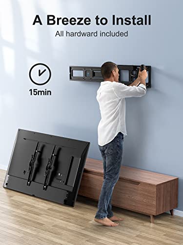PERLESMITH TV Wandhalterung, Schwenkbare Neigbare TV Halterung für 26-60 Zoll Flach & Curved Fernseher oder Monitor bis… – Bild 7