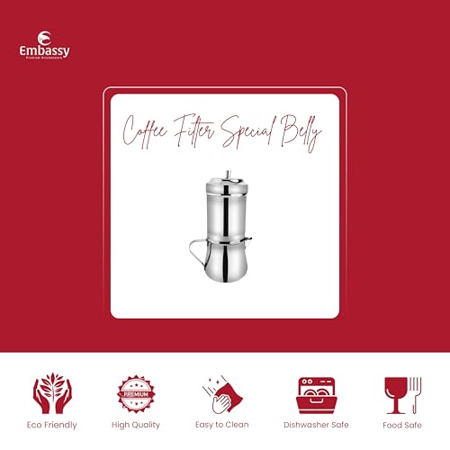 Image of Embassy Stainless Steel Coffee Filter Special Belly with Handle | Size - 5 | South Indian Traditional Coffee /Kaapi Maker | Decoction Coffee Maker /Brewer