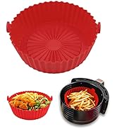 Hendiy Air Fryer Silicone Pot Reusable Baking Tray Cooking Oven Accessories Round No Need to Clea...