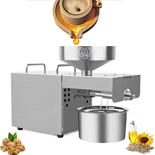 TAISK 610W Oil Press Machine Commercial Household Stainless Steel Cold Hot Nut Oil Extractor Automatic Oil Press Expeller for Corn Peanut Sunflower Seeds 3-6Kg/H