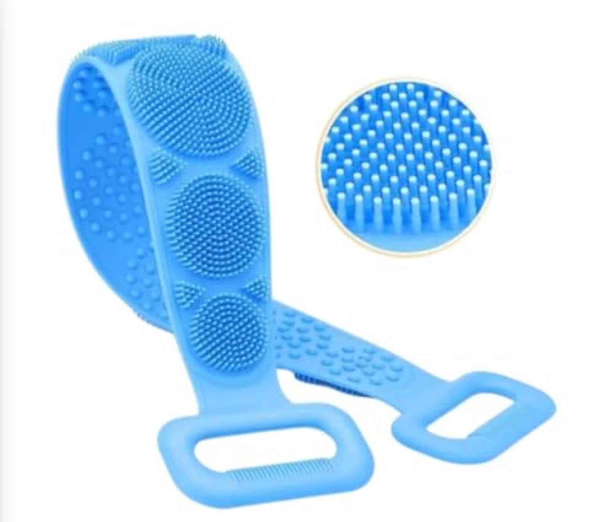 Silicone Back Scrubber Belt for Bathing, Dual-Sided Flexible Strap