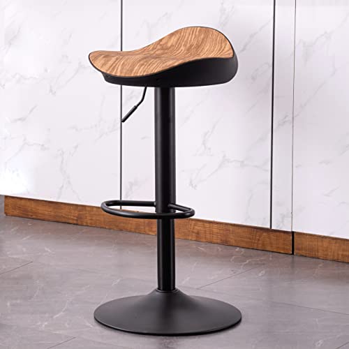 Baolandeカウンターチェア 昇降式 バースツール 回転 ハイチェア ダイニングチェア 床 シート 木目模様バーチェア 合成皮革 スツール キッチンカウンター W字型の椅子の表面- x 1脚