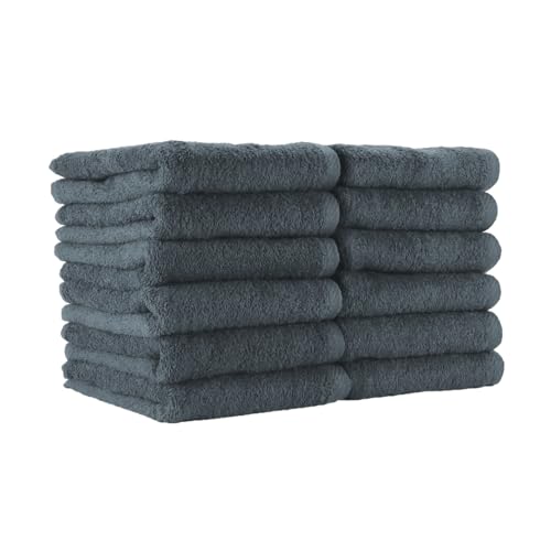 Image of Arkwright Bleach Proof Salon Towels - Pack of 12 - Highly Absorbent, 100% Cotton, Quick Dry Spa Face Towel for Hair Stylist, Barber, Pedicure, and Esthetician, 16 x 27 in, Charcoal