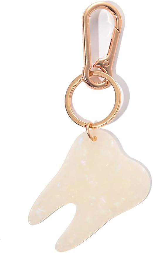 Novelty Keychain with Gold Metal Hook, Pink and Clear Design for Women Girls Gift
