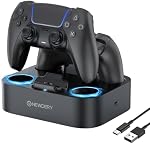 NEWDERY for PS5 Controller Charger Station Compatible with Dualsense Edge, Fast Charging Dock Stand with Cable, Dual Controller Charging Station for PlayStation 5&for Dual-Sense Edge