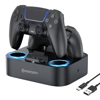 NEWDERY PS5 Controller Charging Station for DualSense Edge and PlayStation 5