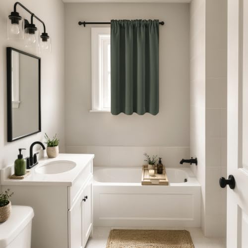 Image of MIULEE Dark Mallard Blackout Curtains 54 Inch Length for Bedroom 4 Panels | Solid Light Blocking Drapes, Room Thermal Insulation, Privacy Window Treatment Curtains,Top and Bottom Rod Pocket