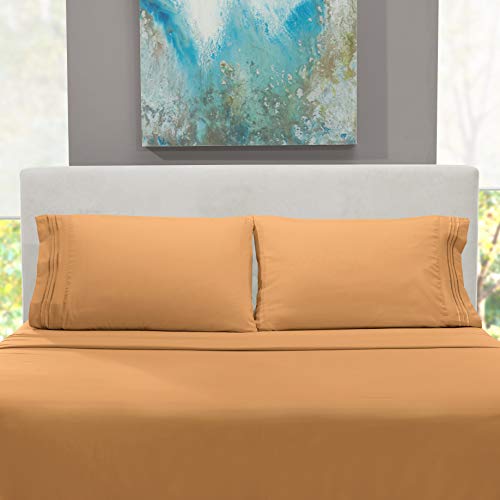 Nestl Cal King Sheets Set - 4 Piece California King Sheets, Double Brushed Cal King Sheet Set, Hotel Luxury Bed Sheets California King Size, Mocha Brown Cal King Bed Sheets #TOP6