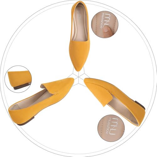 Image of MUSSHOE Pointed Toe Flats for Women, Comfortable Business Casual Work Shoes, Slip On Loafers with Arch Support, Office Walking Flats for All Day Standing