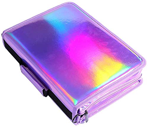 Shulaner 160 Slots Pencil Case Laser Pu Plating Color Large Capacity Zipper Colored Pencils Holder Large Capacity Portable Pencil Bag Organizer (Magic Purple, 160) #TOP5
