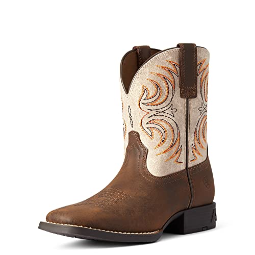 ARIAT Youth Storm Western Boot, Antique Brown/Distressed Cream, 5.5 US Unisex Big Kid