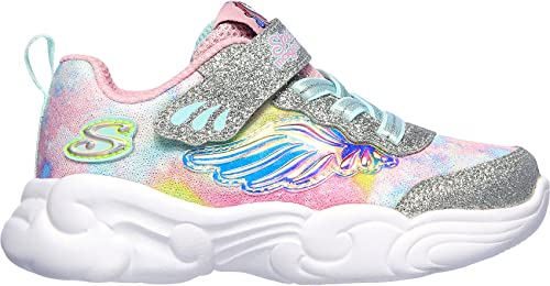 Skechers Baskets Unicorn Storm pour Fille, Maille PNK argentée, 5 UK Child