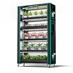MARS HYDRO Plant Stand with Grow Lights,6-Tier Plant Shelf with 10 Full Spectrum LED Lamps (250W, 3ft) & Greenhouse for Vegetables, Seedlings, Plant Growth | 5000K, 43x16x71''