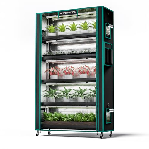 MARS HYDRO 2025 Plant Stand with Grow Lights,6-Tier Plant Shelf with 10 Full Spectrum LED Lamps (225W, 3ft) & Grow Tent | for Vegetables, Seedlings, Plant Growth | 5000K, 43x16x71''