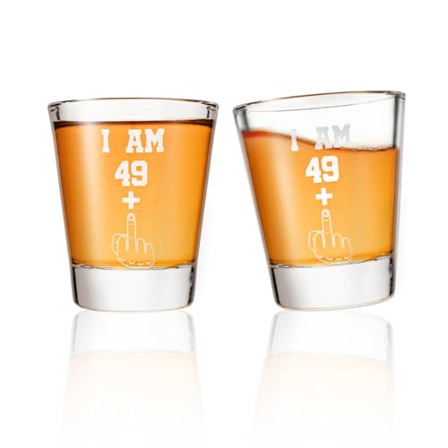 BCnmviku 2Pack Shot Glasses 49 + One 50th Birthday Gifts for Men Women Beer Glass &ndash; Funny 50 Year...