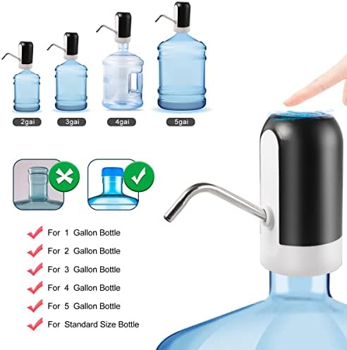 Portable Wireless Universal Electric Auto Water Bottle Pump Drinking Water Pump Water Dispenser Fit Water Bottles-1.65/2.2/2.48/3.3/4.16 UK Gal,USB Android Charge Port,Color Randomly,Pack of 1 PCs