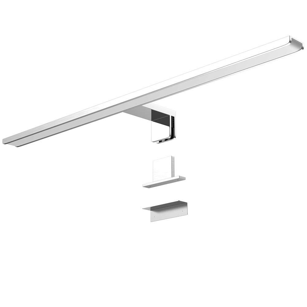 BAKAJI Lampada da Specchio Bagno Applique Parete Muro Lunghezza 60cm Luce LED 12W 960lm Risparmio Energetico Bianco Freddo 6500K Design Moderno in Alluminio Cromato 3 Tipi di Installazione
