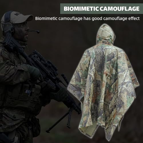 Image of GUSTAVE Camping Rain Poncho for Adults Lightweight Waterproof Outdoor Raincoat with Stylish Prints, Packable 3 in1 Design for Hiking, Camping, Travel, and Scooter Riding