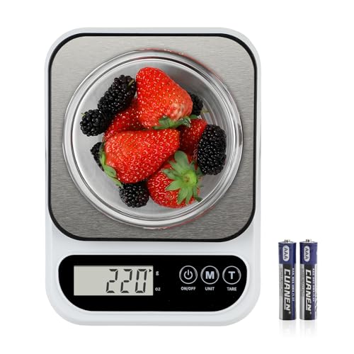 Lerway Digital Kitchen Scale with Gram & Ounce Units Conversion 10kg Capacity Food Scale for Baking Cooking Coffee 1g/0.1oz Precise Weight Meal Prep Scale with Tare Function Stainless Steel Platform