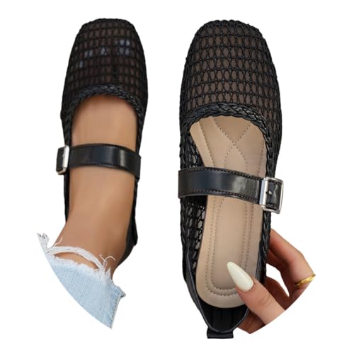 Minetom Ballerines Femme Confortable Confort Mariage Chaussures Dentelle Pieds Larges Plates Ballerine Sexy Souples A17 Noir 38 EU