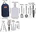 10pcs Backpacking Camping Cookware Kitchen Utensil BBQ Organizer Travel Mess Kit with Water Resistant Case, Cutting Board, Rice Paddle, Tongs, Scissors, Knife, Spork, Wine Opener (14pcs (Blue))