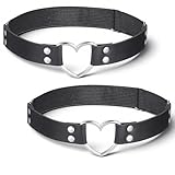 HJZHII 2Pcs Leather Heart Garter, Adjustable Thigh Garter Belt Punk Rock Leg Ring for Women Cosplay Party (Black)