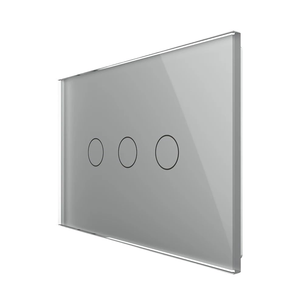 Touch Lichtschalter 3-fach 110~220 V Touch-Lichtschalter, Glasplatte, Touchscreen-Steuerung, Wandleuchte(Grey)