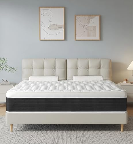 elitspace Queen Mattress,14 Inch Memory Foam and Innerspring Hybrid Mattress,14 inch Medium Firm Feel Queen Size Mattress in a Box, Pressure Relief,Medium Plush,Motion Isolation.