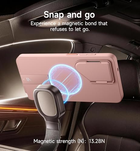 Image of SURITCH for Samsung Galaxy S26 Ultra Phone Case, Magnetic Protective Cover with Camera Cover & Adjustable Metal Kickstand for Galaxy S26 Ultra -Pink