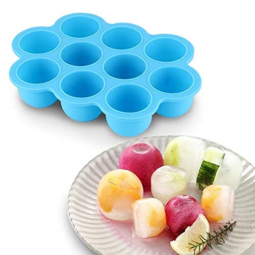 QUELIEN Vassoio Per Congelatore In Silicone Blu Con Coperchio - Contenitore Da 250 Ml Per Porzioni Di Zuppa E Pappe - Impilabile E Antiodore - 2